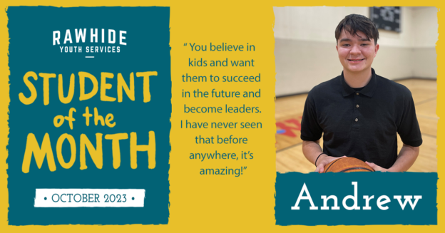 Starr Academy Student of the Month Quote with picture of boy holding a basketball